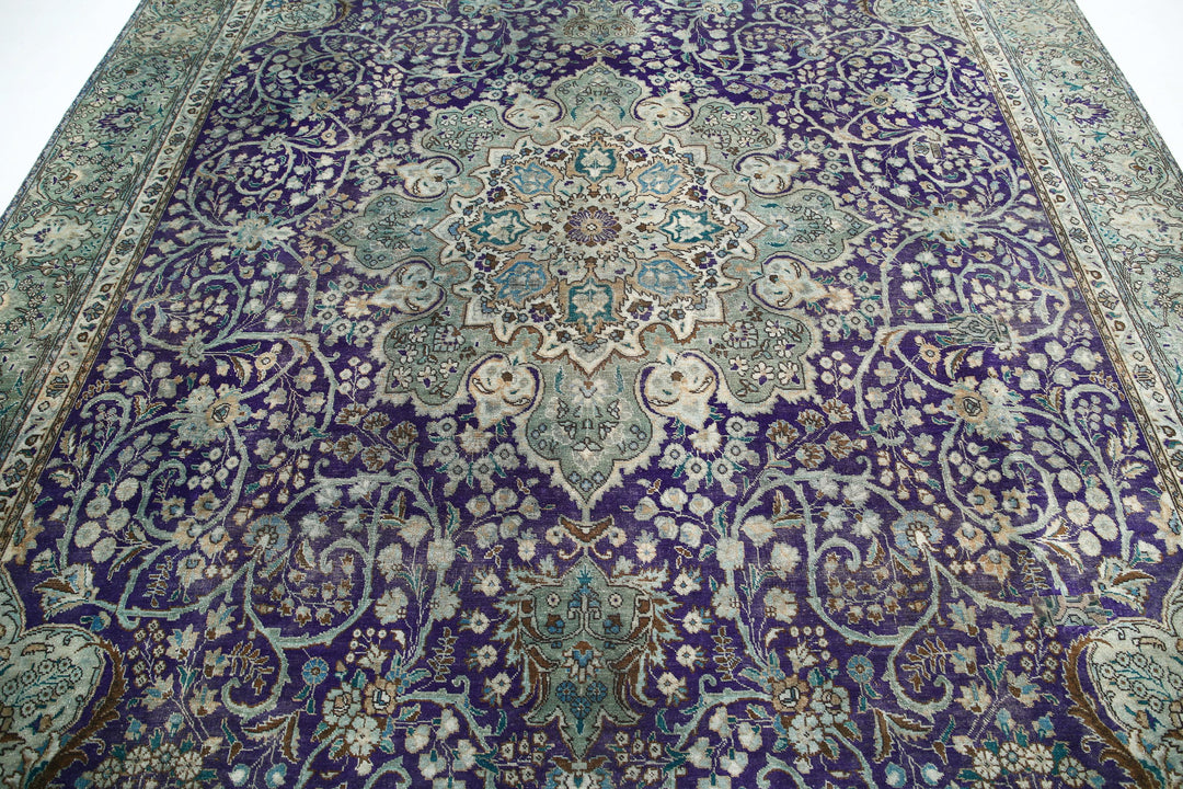 Hand Knotted Vintage Persian Tabriz Wool Rug 9' 6" x 12' 5" - No. AT34665