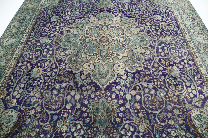 Hand Knotted Vintage Persian Tabriz Wool Rug 9' 6" x 12' 5" - No. AT34665