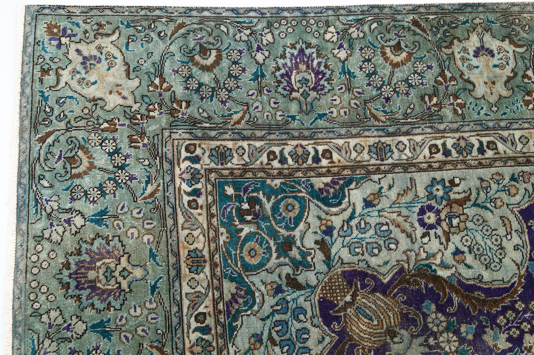 Hand Knotted Vintage Persian Tabriz Wool Rug 9' 6" x 12' 5" - No. AT34665