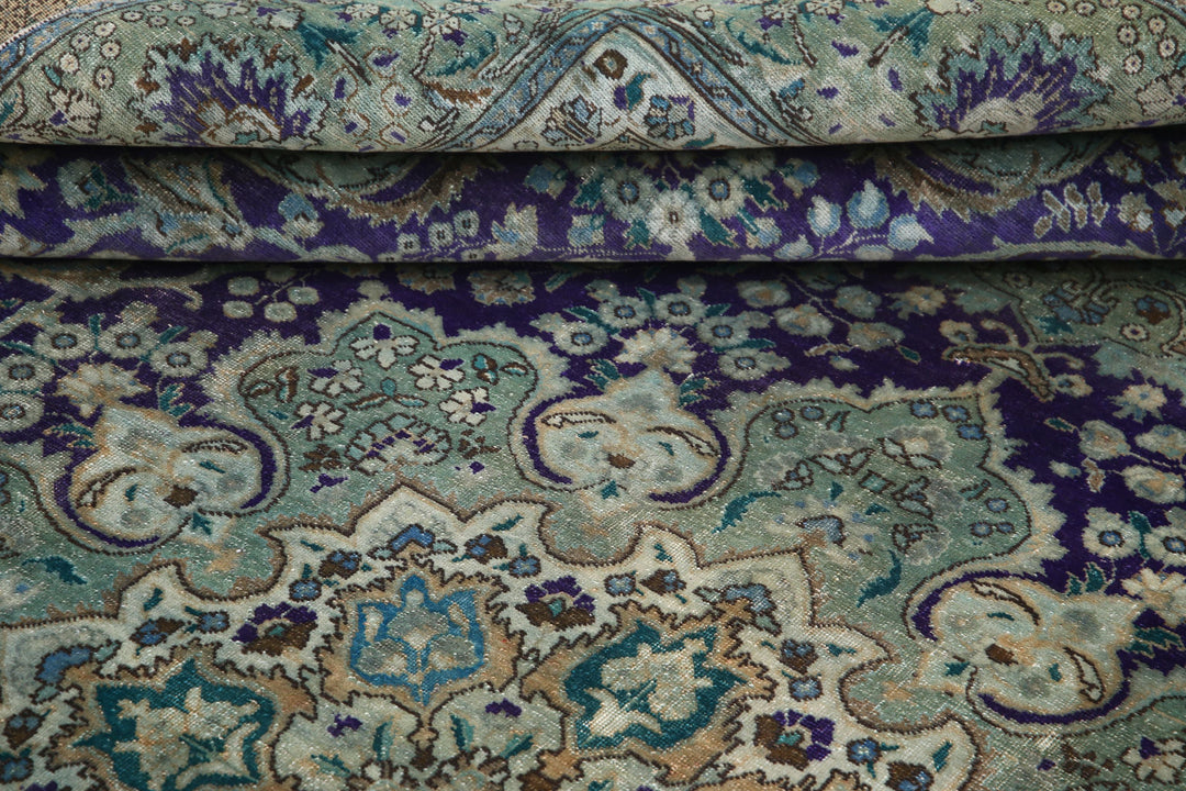 Hand Knotted Vintage Persian Tabriz Wool Rug 9' 6" x 12' 5" - No. AT34665