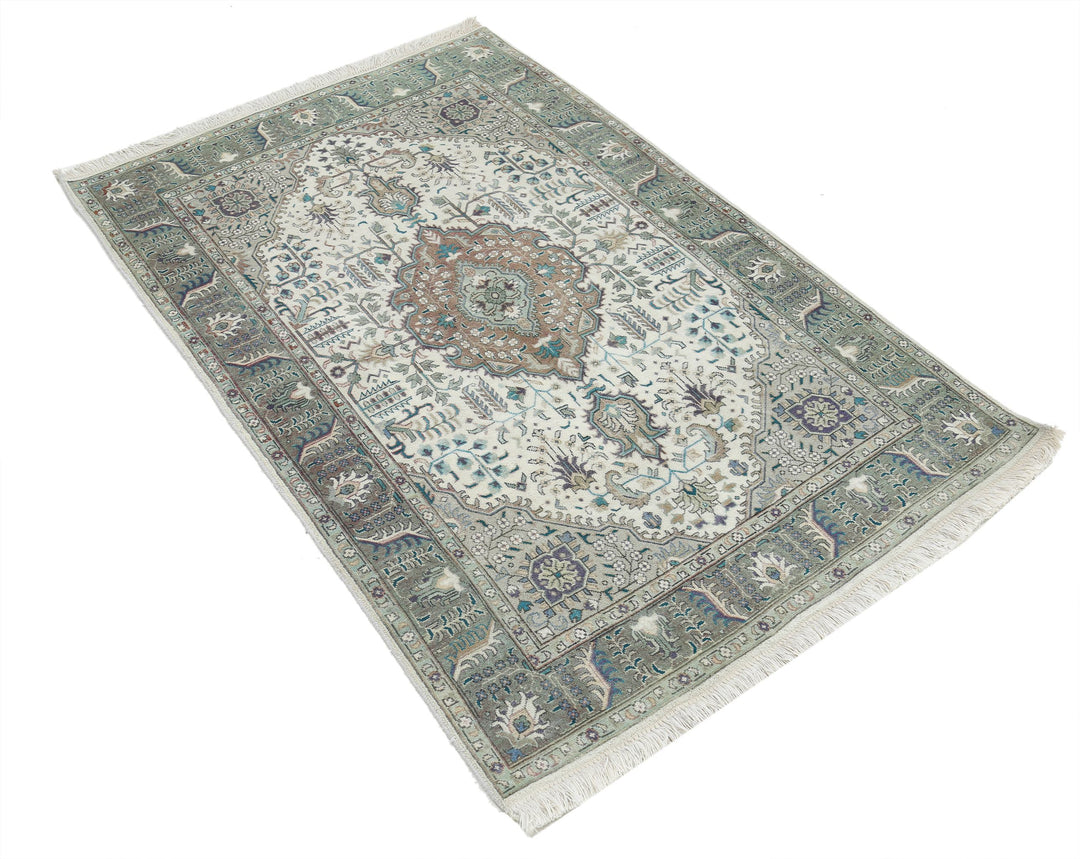 Hand Knotted Vintage Persian Tabriz Wool Rug 3' 2" x 5' 0" - No. AT66861