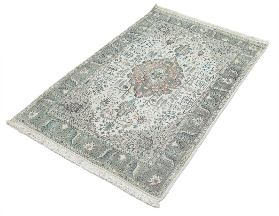 Hand Knotted Vintage Persian Tabriz Wool Rug 3' 2" x 5' 0" - No. AT66861