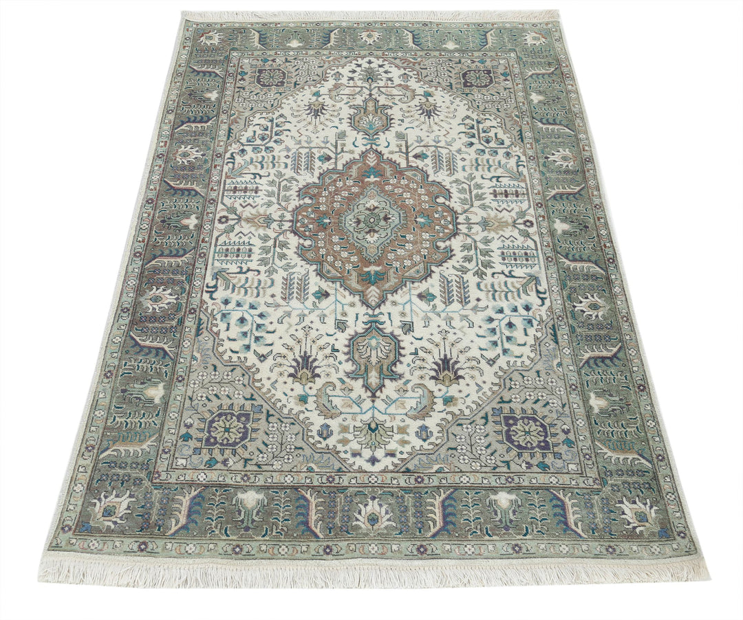 Hand Knotted Vintage Persian Tabriz Wool Rug 3' 2" x 5' 0" - No. AT66861