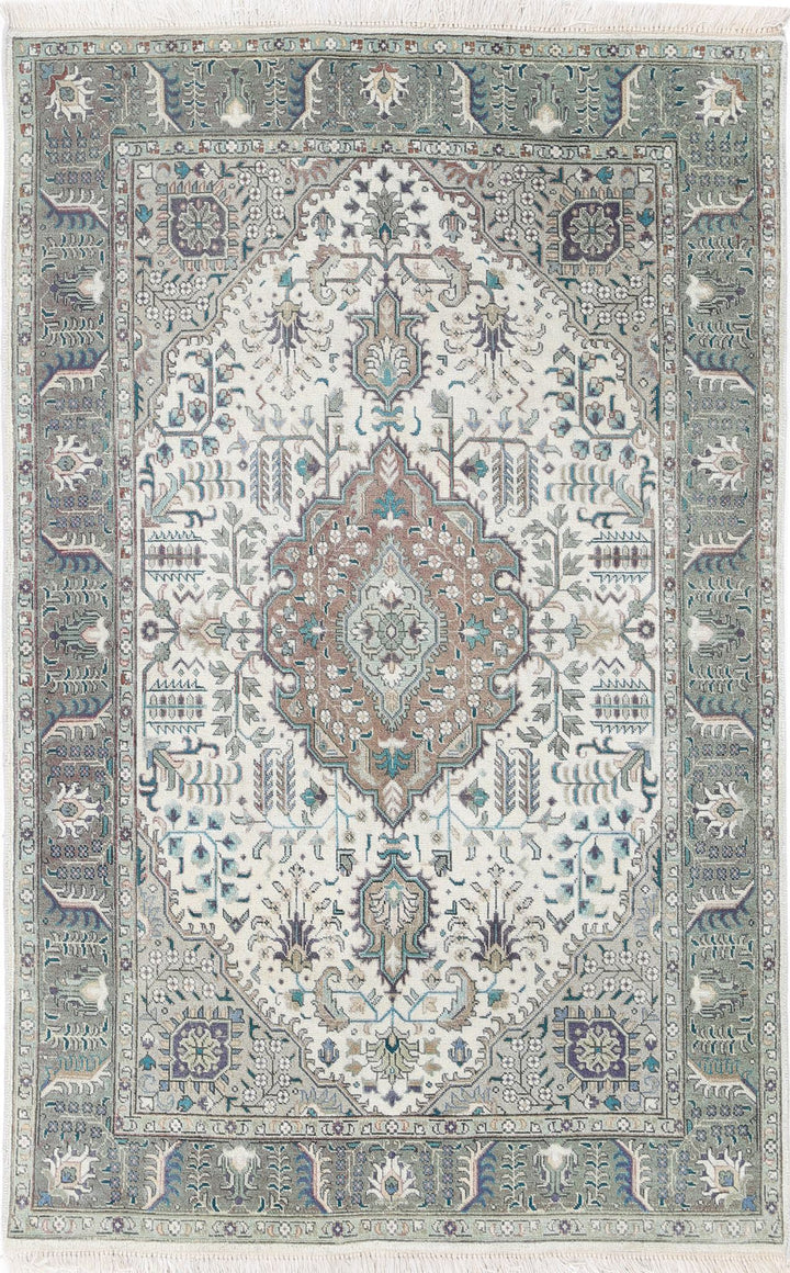 Hand Knotted Vintage Persian Tabriz Wool Rug 3' 2" x 5' 0" - No. AT66861