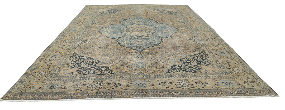 Hand Knotted Antique Persian Tabriz Wool Rug 10' 7" x 15' 3" - No. AT78658