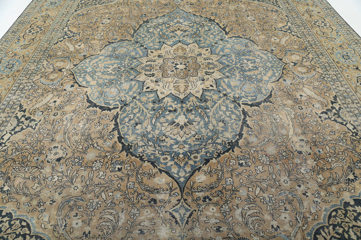 Hand Knotted Antique Persian Tabriz Wool Rug 10' 7" x 15' 3" - No. AT78658