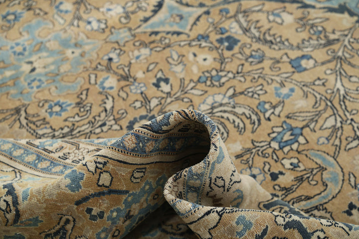 Hand Knotted Antique Persian Tabriz Wool Rug 10' 7" x 15' 3" - No. AT78658