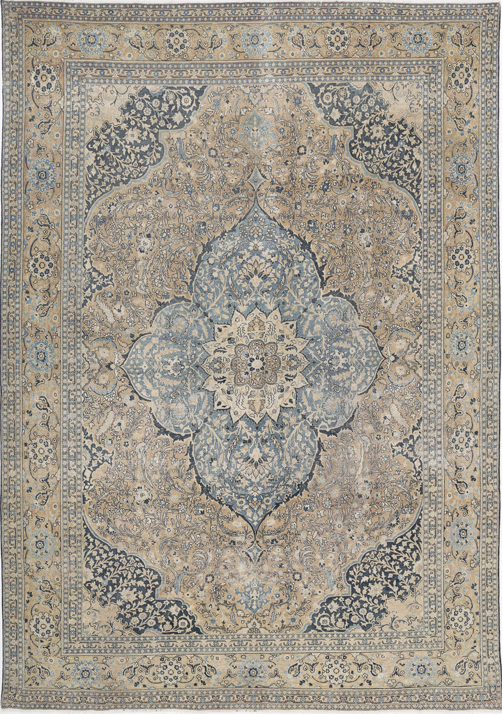 Hand Knotted Antique Persian Tabriz Wool Rug 10' 7" x 15' 3" - No. AT78658