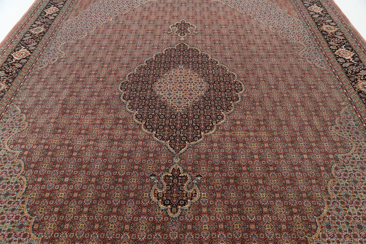 Hand Knotted Persian Tabriz Wool & Silk Rug 10' 1" x 12' 10" - No. AT72513