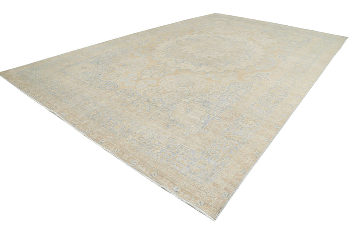 Hand Knotted Antique Persian Tabriz Wool Rug 12' 4" x 19' 5" - No. AT77937