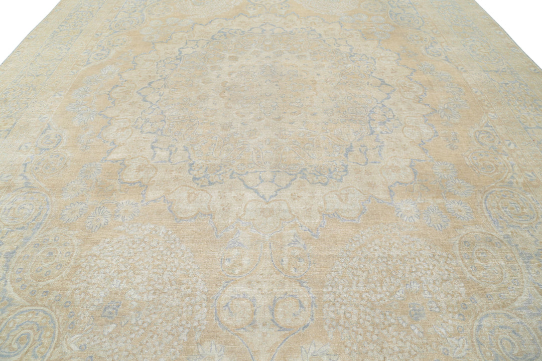 Hand Knotted Antique Persian Tabriz Wool Rug 12' 4" x 19' 5" - No. AT77937