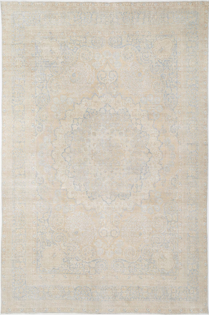 Hand Knotted Antique Persian Tabriz Wool Rug 12' 4" x 19' 5" - No. AT77937