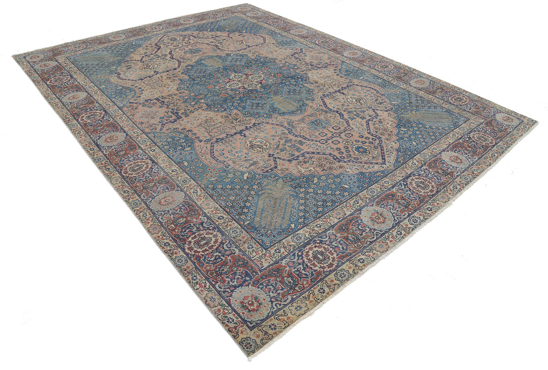 Hand Knotted Antique Persian Tabriz Wool Rug 8' 6" x 11' 3" - No. AT87825