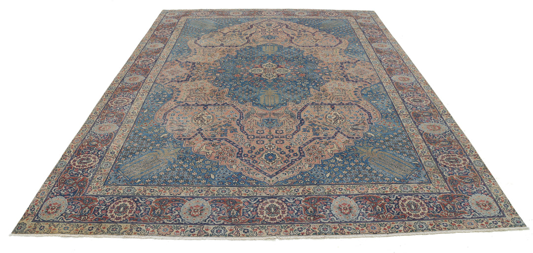 Hand Knotted Antique Persian Tabriz Wool Rug 8' 6" x 11' 3" - No. AT87825