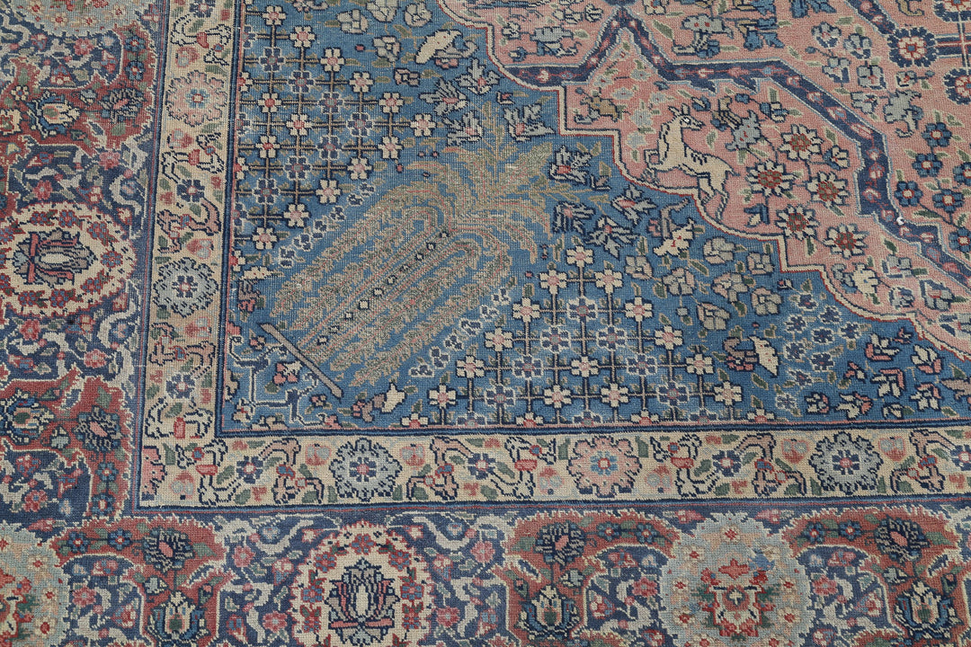 Hand Knotted Antique Persian Tabriz Wool Rug 8' 6" x 11' 3" - No. AT87825