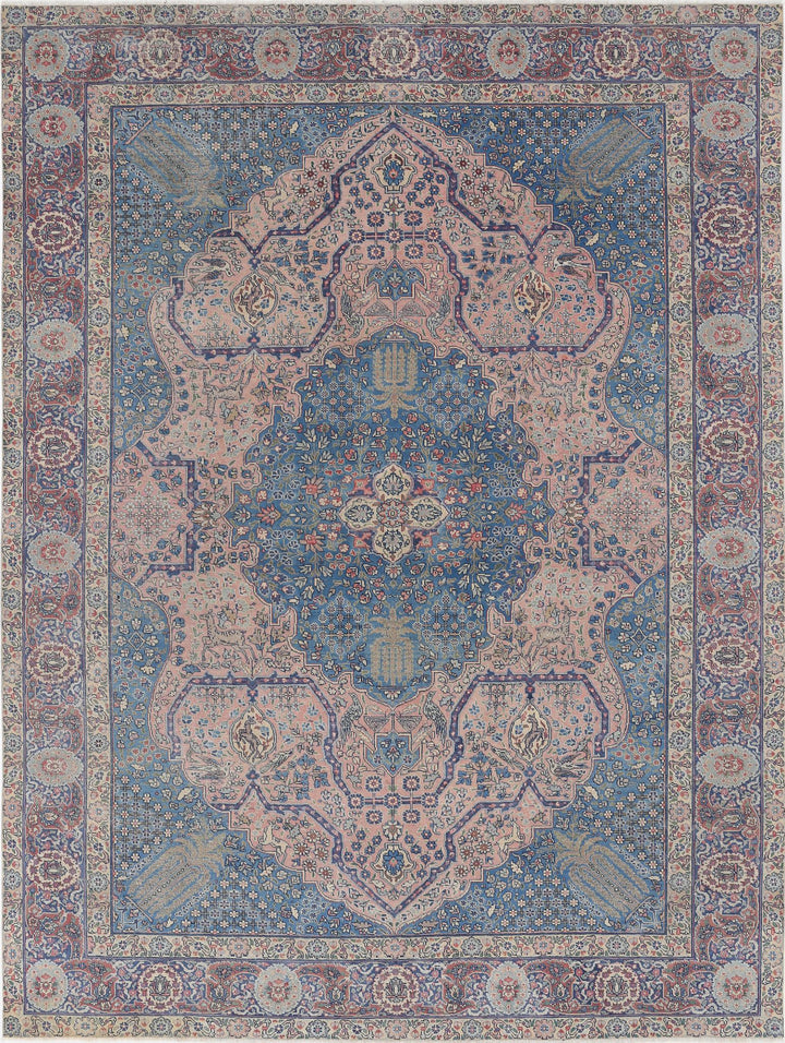 Hand Knotted Antique Persian Tabriz Wool Rug 8' 6" x 11' 3" - No. AT87825