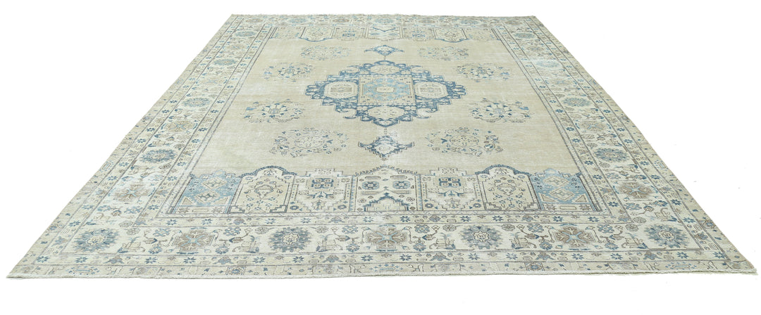 Hand Knotted Vintage Persian Tabriz Wool Rug 9' 8" x 13' 1" - No. AT54601