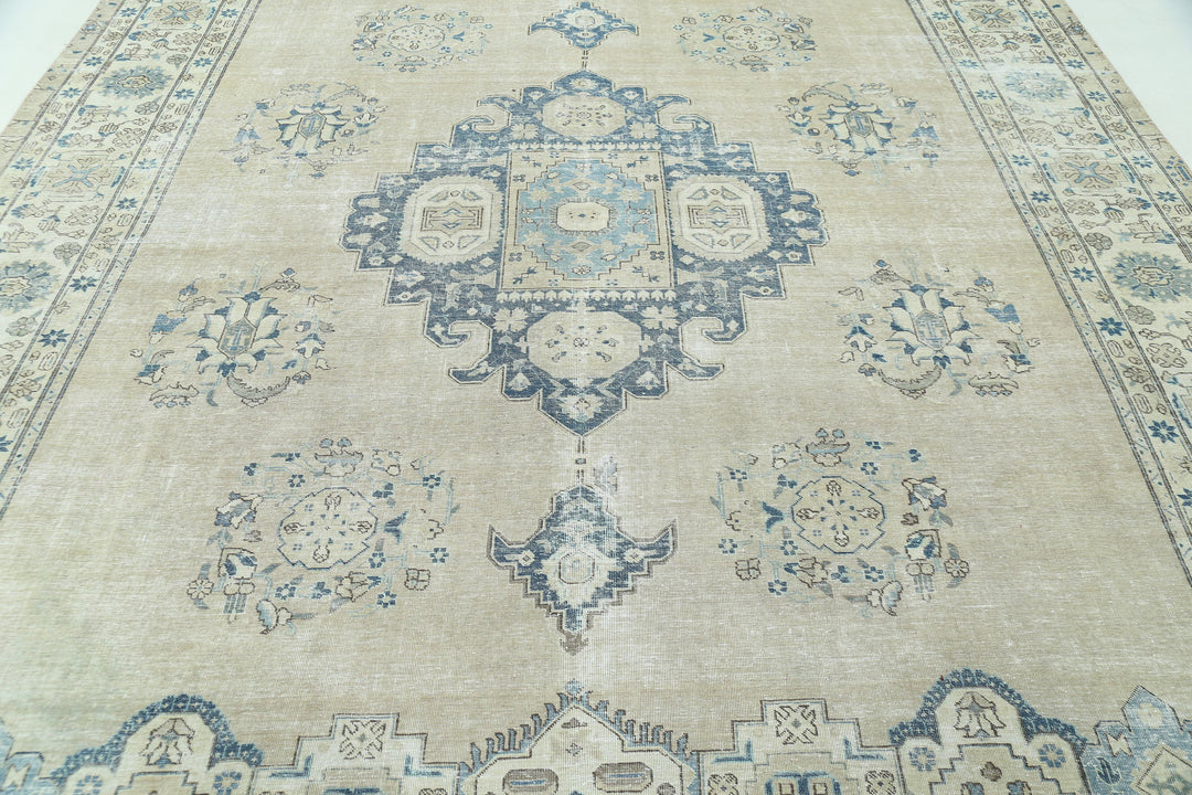 Hand Knotted Vintage Persian Tabriz Wool Rug 9' 8" x 13' 1" - No. AT54601