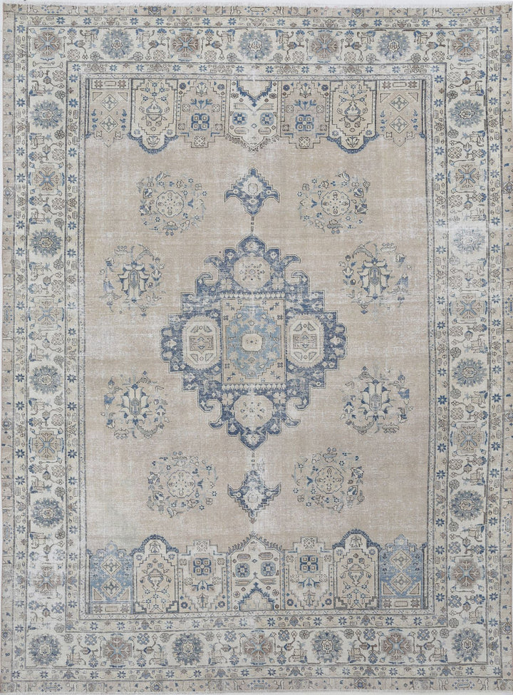 Hand Knotted Vintage Persian Tabriz Wool Rug 9' 8" x 13' 1" - No. AT54601