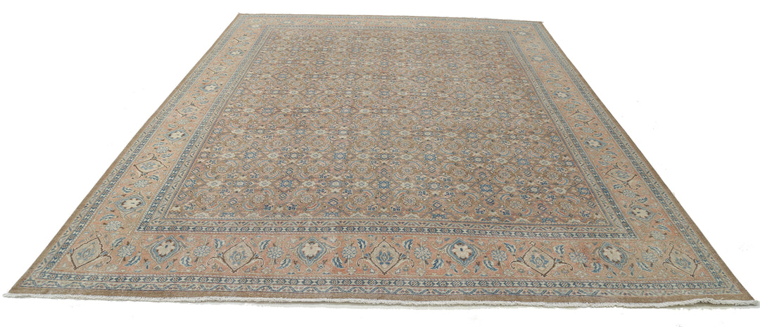 Hand Knotted Vintage Persian Tabriz Wool Rug 9' 7" x 12' 7" - No. AT37496