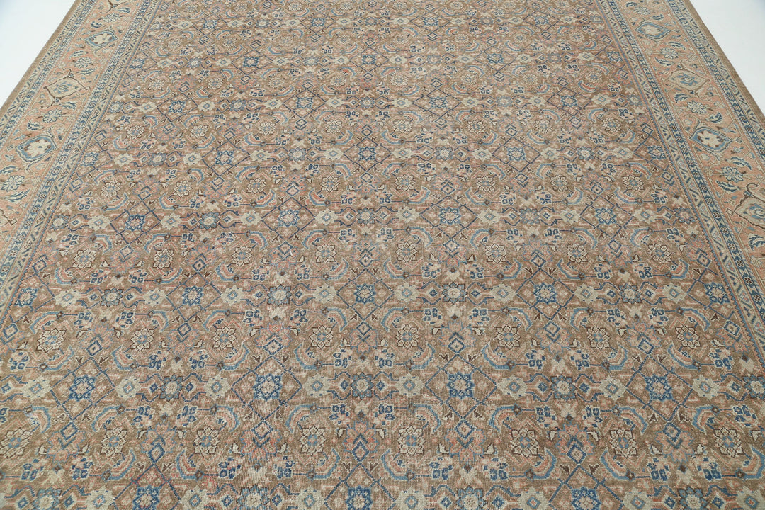 Hand Knotted Vintage Persian Tabriz Wool Rug 9' 7" x 12' 7" - No. AT37496
