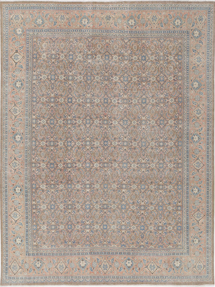 Hand Knotted Vintage Persian Tabriz Wool Rug 9' 7" x 12' 7" - No. AT37496