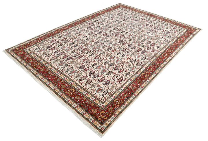 Hand Knotted Persian Tabriz Wool Rug 6' 5" x 9' 5" - No. AT42544