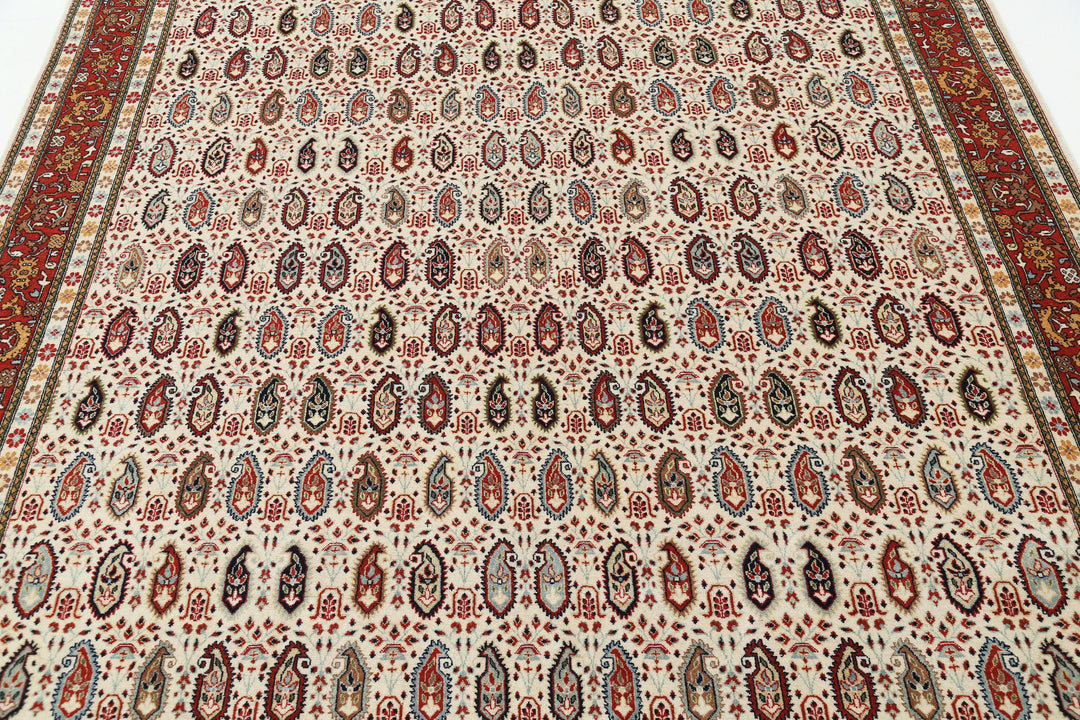 Hand Knotted Persian Tabriz Wool Rug 6' 5" x 9' 5" - No. AT42544