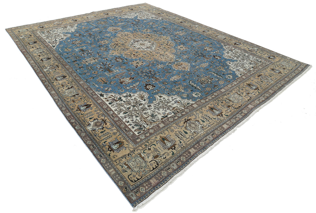 Hand Knotted Antique Persian Tabriz Wool Rug 9' 8" x 12' 1" - No. AT29204