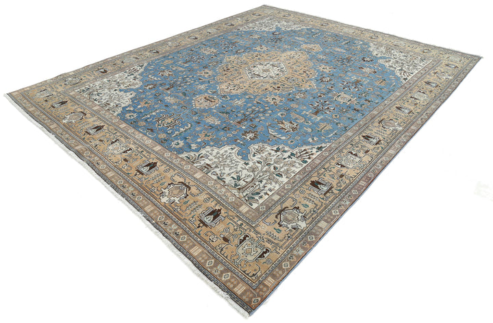 Hand Knotted Antique Persian Tabriz Wool Rug 9' 8" x 12' 1" - No. AT29204