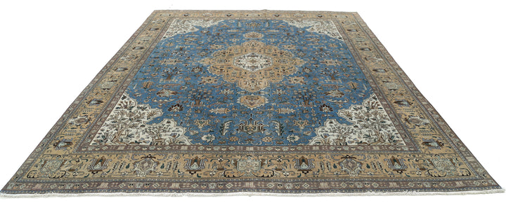 Hand Knotted Antique Persian Tabriz Wool Rug 9' 8" x 12' 1" - No. AT29204