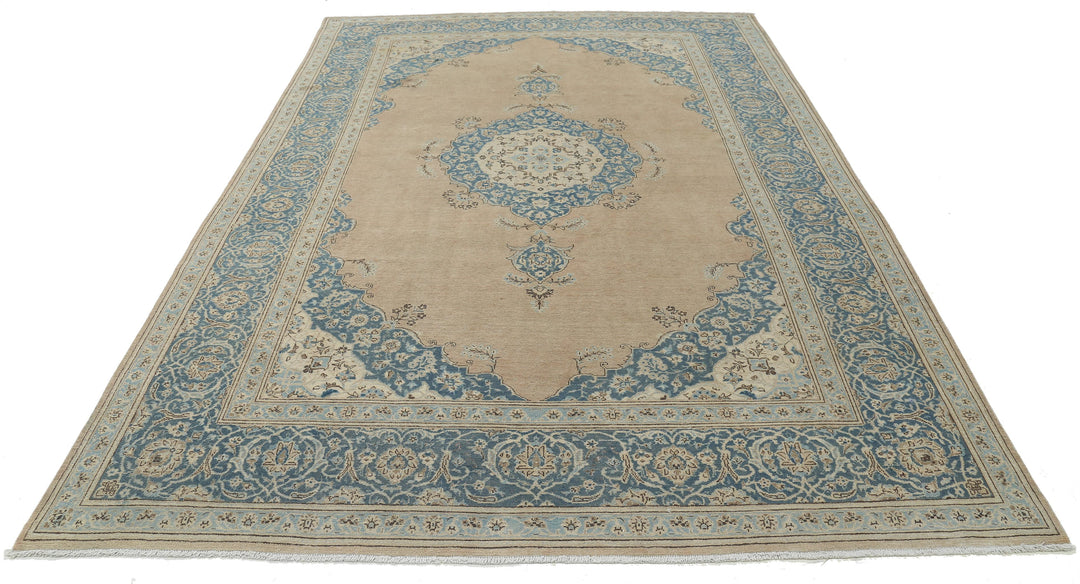 Hand Knotted Vintage Persian Tabriz Wool Rug 7' 4" x 11' 1" - No. AT85470