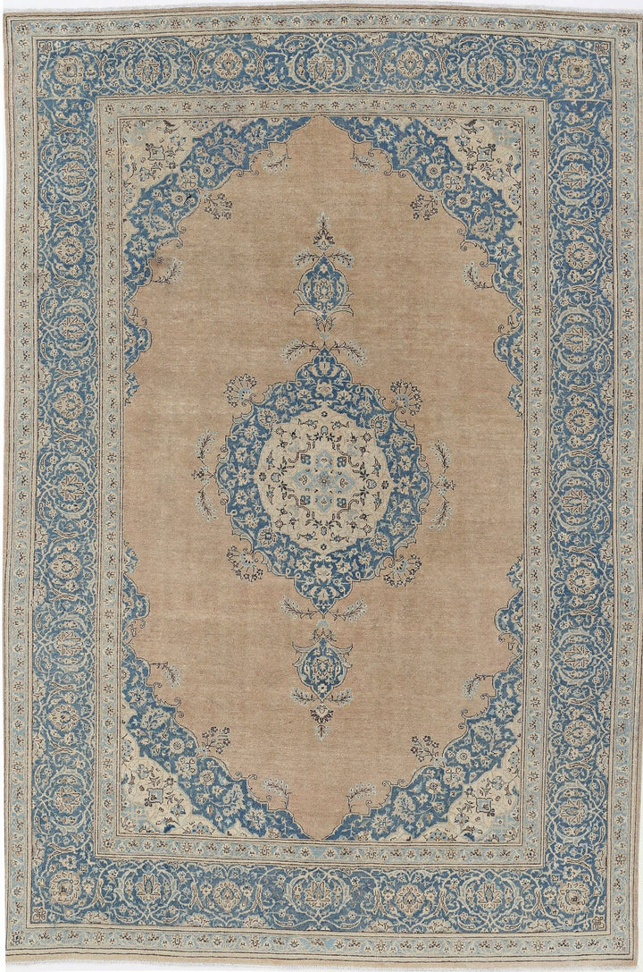 Hand Knotted Vintage Persian Tabriz Wool Rug 7' 4" x 11' 1" - No. AT85470