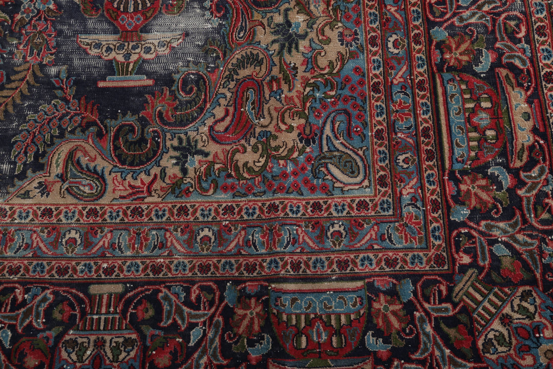 Hand Knotted Vintage Persian Tabriz Wool Rug 9' 6" x 12' 11" - No. AT93292