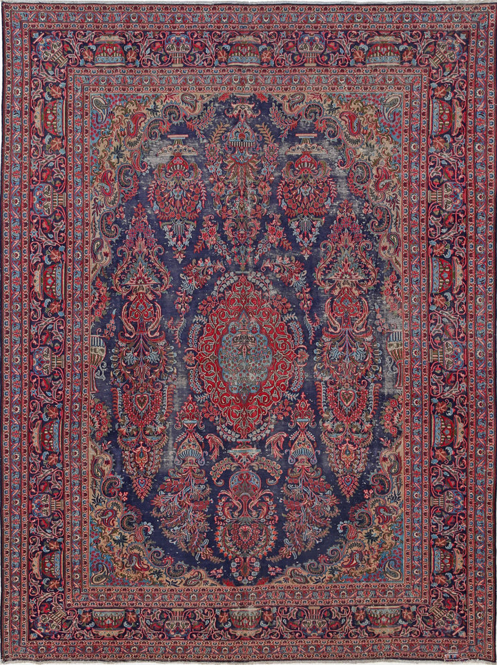 Hand Knotted Vintage Persian Tabriz Wool Rug 9' 6" x 12' 11" - No. AT93292