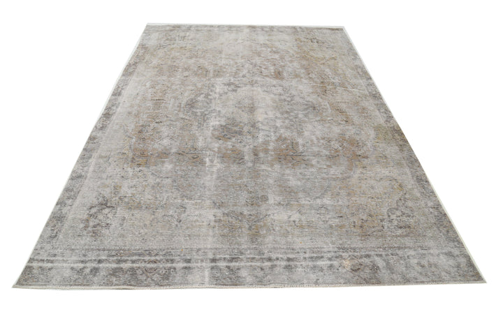 Hand Knotted Vintage Persian Tabriz Wool Rug 6' 11" x 10' 1" - No. AT70408