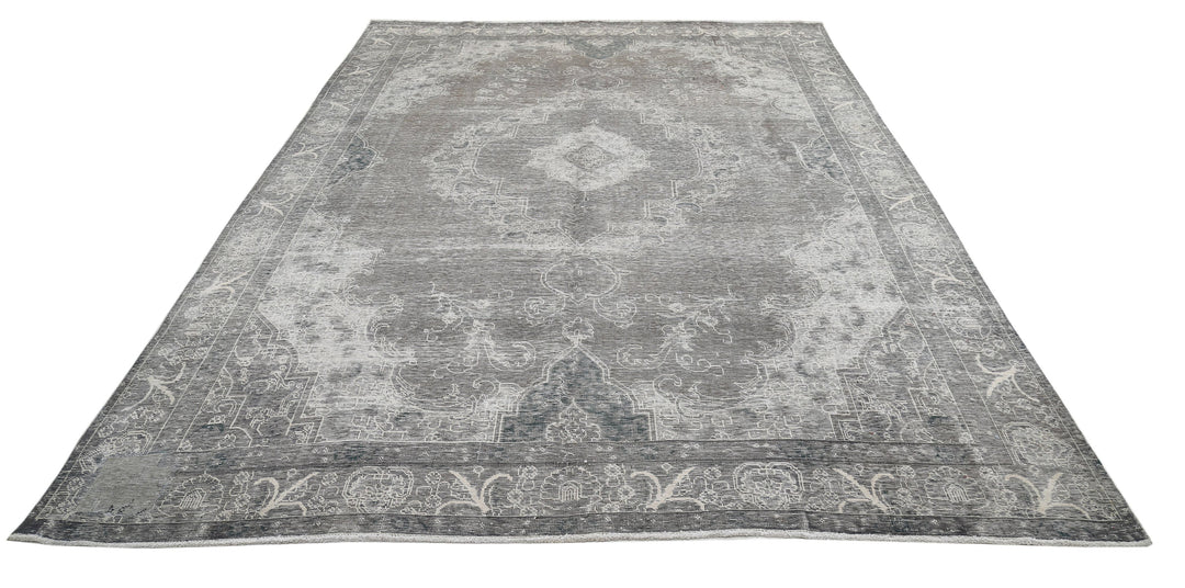 Hand Knotted Vintage Persian Tabriz Wool Rug 8' 5" x 12' 3" - No. AT22364