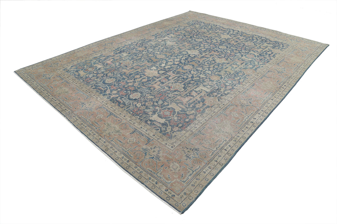Hand Knotted Vintage Persian Tabriz Wool Rug 9' 5" x 12' 6" - No. AT42713