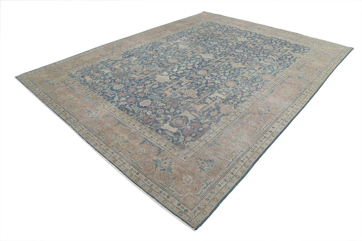 Hand Knotted Vintage Persian Tabriz Wool Rug 9' 5" x 12' 6" - No. AT42713