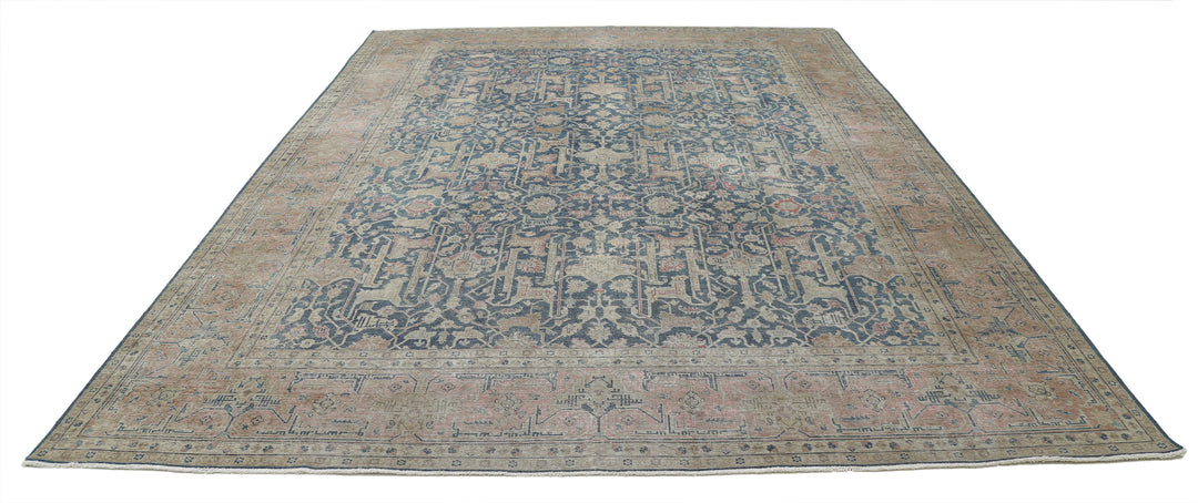 Hand Knotted Vintage Persian Tabriz Wool Rug 9' 5" x 12' 6" - No. AT42713