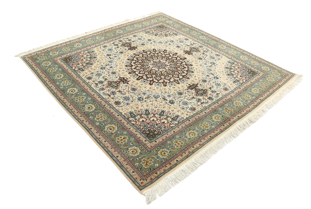 Hand Knotted Masterpiece Persian Tabriz Fine Wool Rug 6' 5" x 6' 7" - No. AT76004