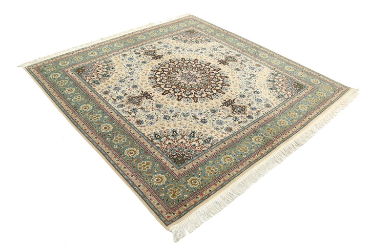 Hand Knotted Masterpiece Persian Tabriz Fine Wool Rug 6' 5" x 6' 7" - No. AT76004