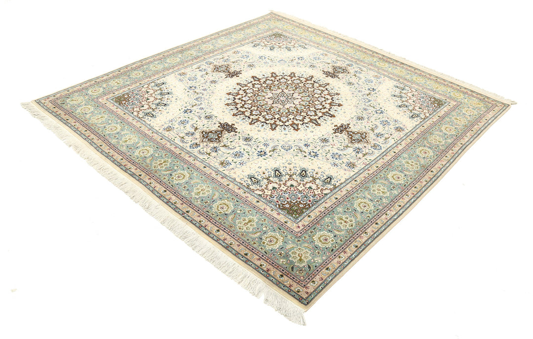 Hand Knotted Masterpiece Persian Tabriz Fine Wool Rug 6' 5" x 6' 7" - No. AT76004