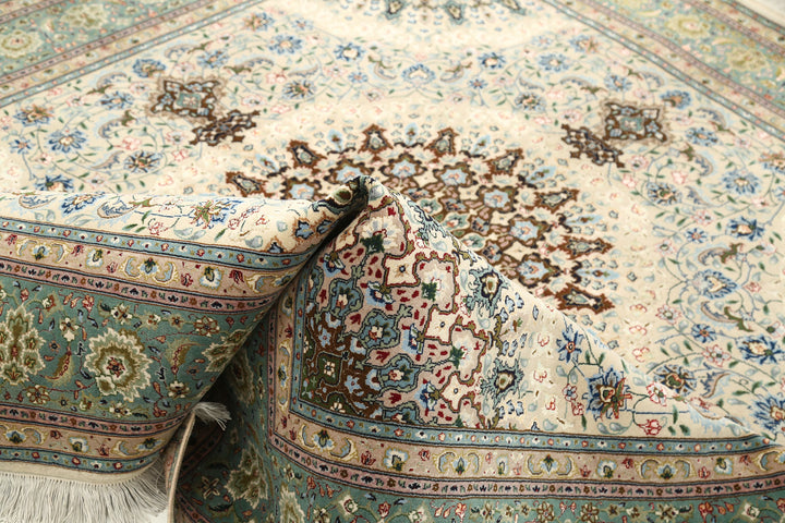 Hand Knotted Masterpiece Persian Tabriz Fine Wool Rug 6' 5" x 6' 7" - No. AT76004