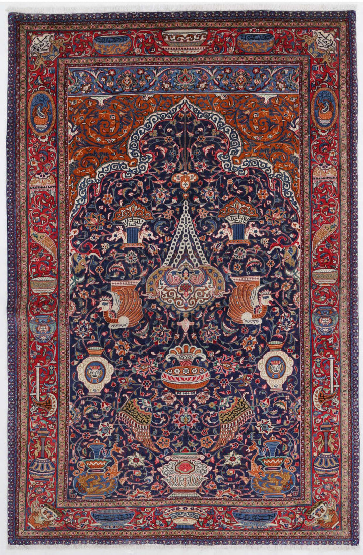 Hand Knotted Antique Persian Tabriz Fine Wool Rug 4' 6" x 6' 9" - No. AT33641