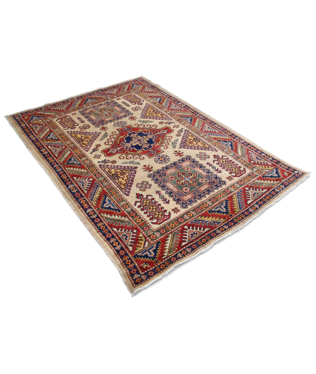 Hand Knotted Tribal Kazak Wool Rug 4' 9" x 6' 7" - No. AT62735
