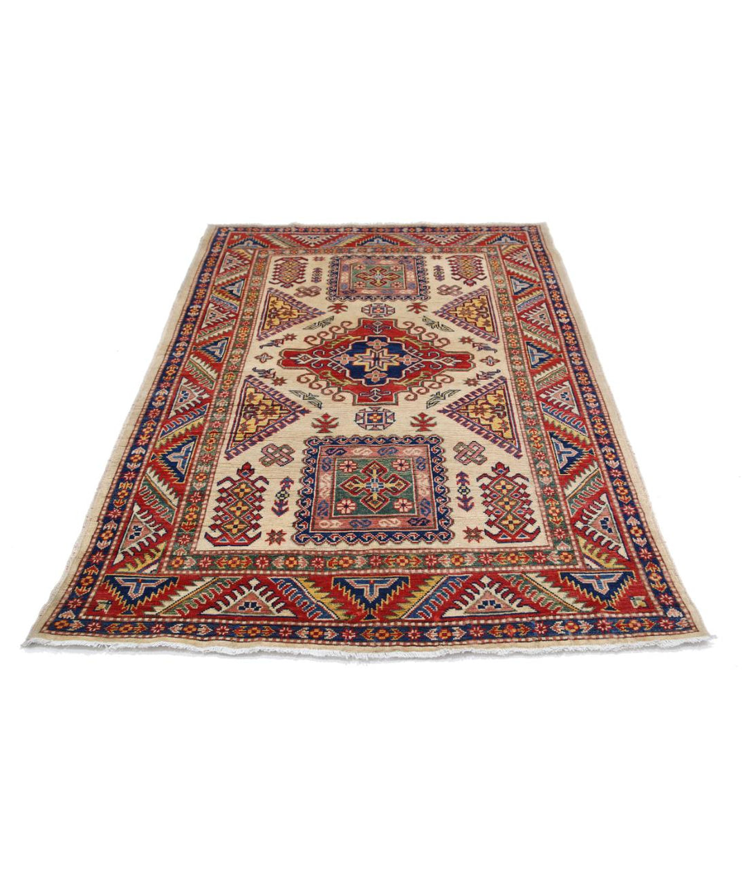 Hand Knotted Tribal Kazak Wool Rug 4' 9" x 6' 7" - No. AT62735