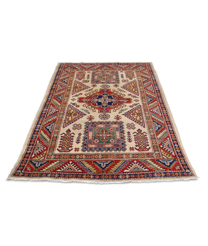 Hand Knotted Tribal Kazak Wool Rug 4' 9" x 6' 7" - No. AT62735