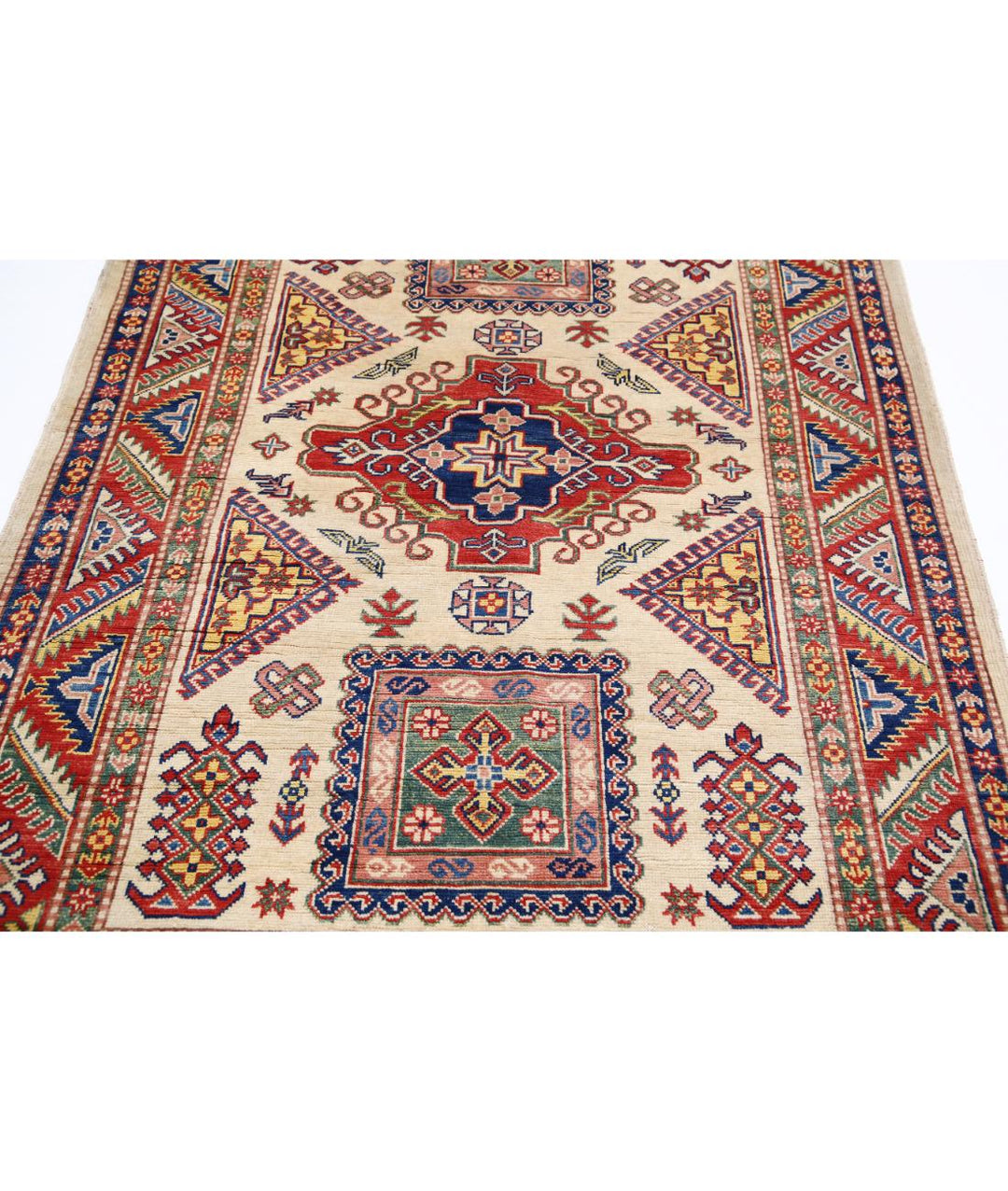 Hand Knotted Tribal Kazak Wool Rug 4' 9" x 6' 7" - No. AT62735