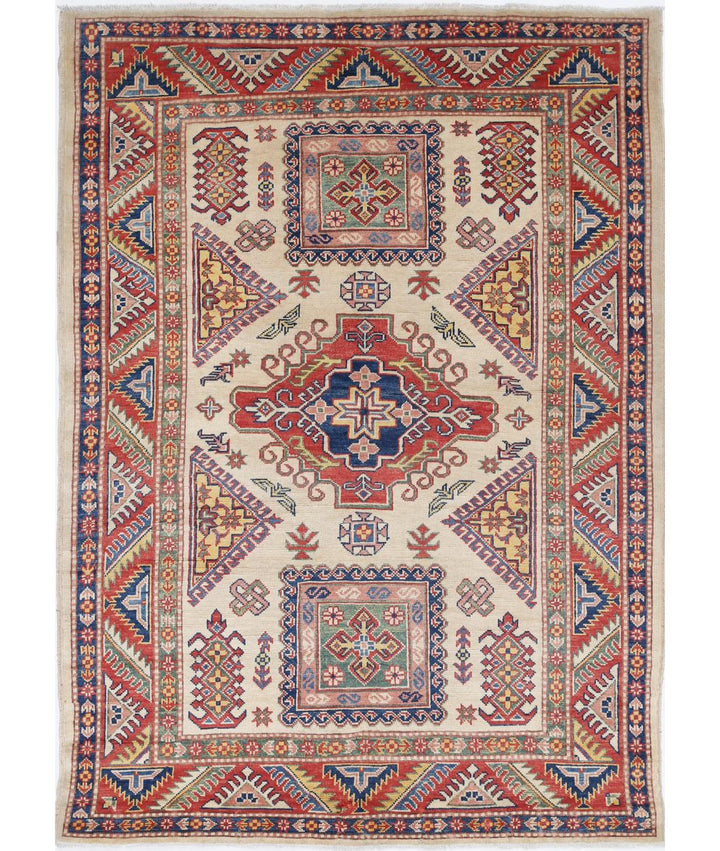 Hand Knotted Tribal Kazak Wool Rug 4' 9" x 6' 7" - No. AT62735